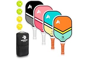 APEXSPORT Pickleball Paddles Set of 2/4, USAPA Approved Lightweight Fiberglass Pickleball Set with 4 Pickleballs, 1 Pickleball Sling Bag, Pickleball Gifts for Women Men Beginners & Professional