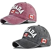 Malaxlx 2 Pcs Canada Baseball Cap for Men Women, Canada Day Maple Leaf Flag Dad Hat Golf Cap Sport Outdoor Fitted Plain Cap
