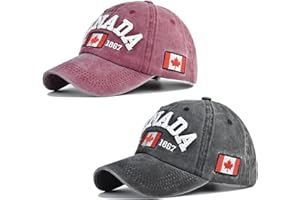 2Pcs Canada Baseball Cap for Men Women, Canada Day Maple Leaf Flag Dad Hat Golf Cap Adjustable Sport Outdoor Fitted Plain Cap
