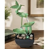 Vintage Hummingbird Tabletop Water Fountain - Zen Home Office Decor - Gentle Bubbling Spring Indoor Zen Decor with Low-Noise Pump, LED Light, Natural River Rocks, Inline Switch &amp; USB Adapter