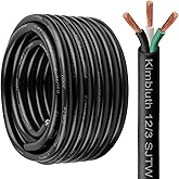 Kimbluth 12 Gauge 3 Conductor Wire SJTW Outdoor Extension Power Cable 10FT, 12/3 Wire Heavy Duty Pure Copper Electrical Wire for Lawn, Battery, Automotive, Outdoors