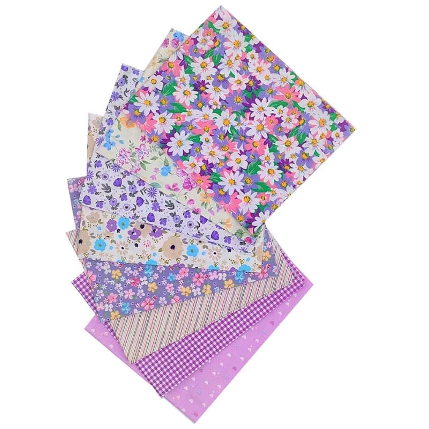 Cotton Craft Fabric Bundles Patchwork,Fabric Fat Quarters Bundle 8PCS 50 x 40cm Fat Squares Sewing Patchwork Different Pattern Cloths DIY Scrapbooking Artcraft (Purple-8)
