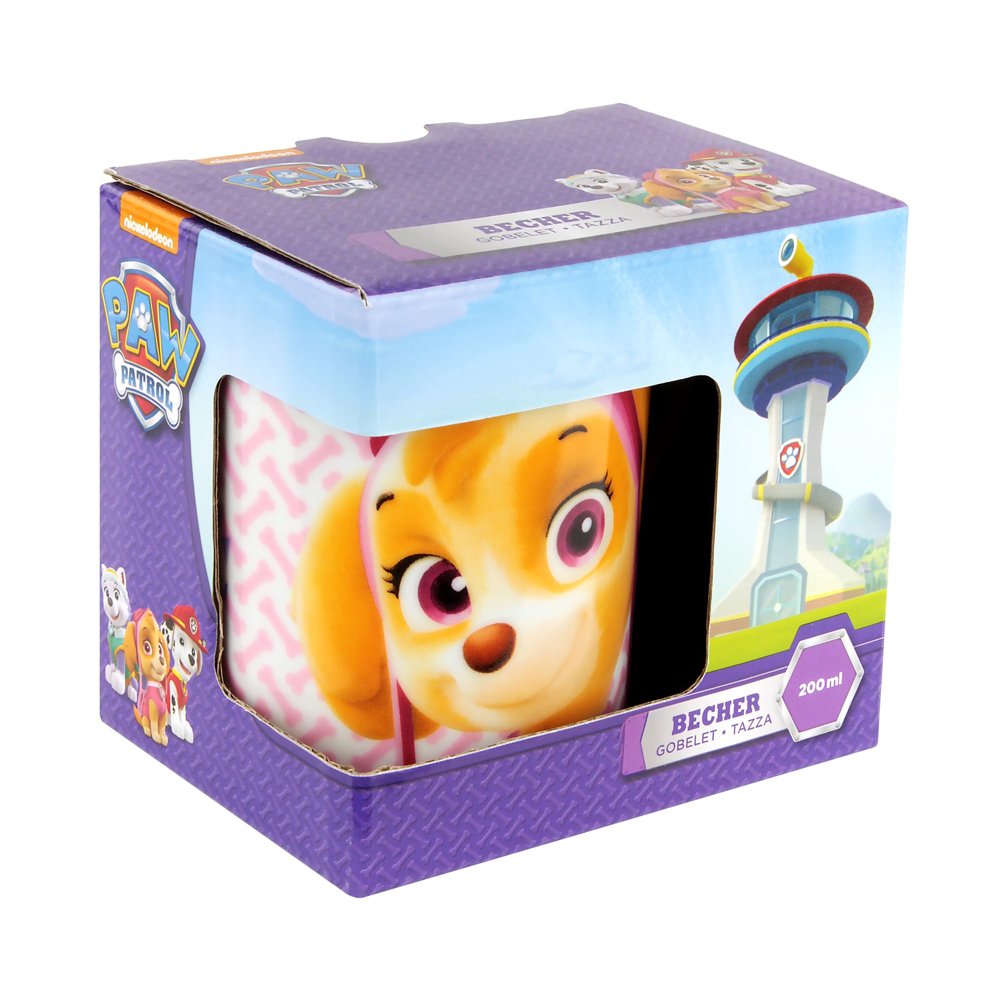 POS Handels GmbH P:os 29466 Drinking Mug with Paw Patrol Motif, Cup for Boys and Girls, Approx. 200 ml Capacity, Porcelain, in Gift Box, Microwave and Dishwasher Safe