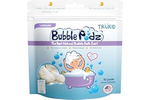 TruKid Bubble Podz Bubble Bath for Baby & Kids, Gentle Refreshing Bath Bomb for Sensitive Skin, pH Balance 7 for Eye Sensitivity, Natural Moisturizers and Ingredients, Lavender (10 Podz)