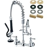 PALUKIA Commercial Faucet with Sprayer Utility Sink Faucet with Sprayer Wall Mount Faucet 21" Height Commercial Sink Faucet 8