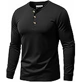 EKLENTSON Men's Henley Shirts Long Sleeve Cotton Lightweight Pullover Shirt Casual Fashion Button T-Shirt Basic Tee Tops