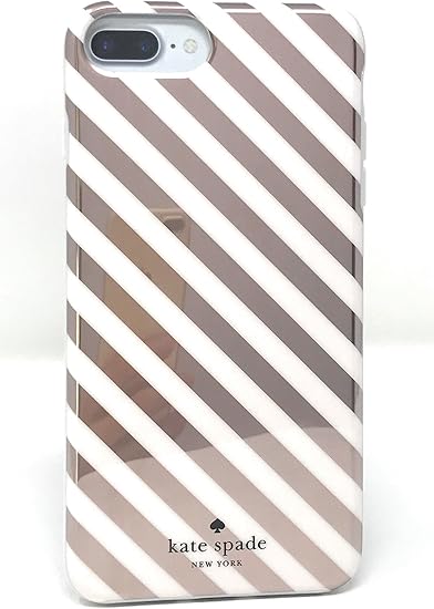 Amazon Com Kate Spade New York Diagonal Stripe Protective Rubber Case For Iphone 7 Plus Iphone 6s Plus Rose Gold Cream Electronics