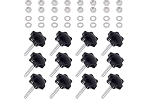 Swpeet 60Pcs M6 x 40 Hex Shaped Male Thread Metal Clamping Hand Star Knobs with 304 Stainless Steel Hex Nuts and Flat Washer, Clamping Screw Plastic Screw-On Handle Clamping Knob (M6*40)