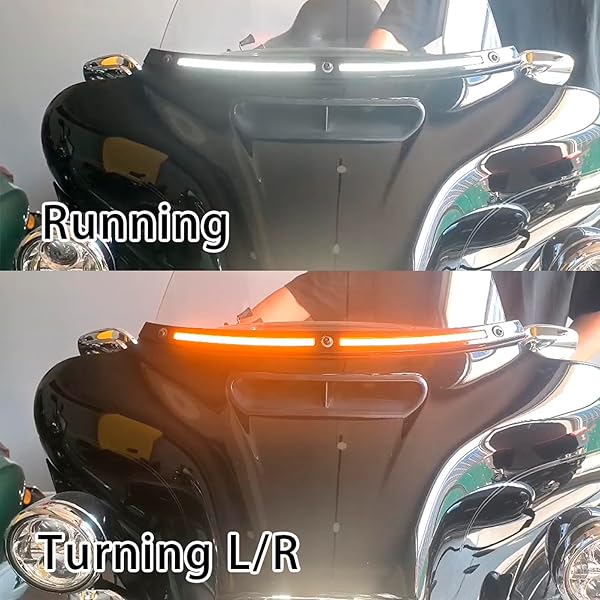 AREYOURSHOP CHROME WINDSHIELD TRIM WITH LED RUNNING TURN SIGNAL LIGHTS FOR HARLEY TOURING STREET GLIDE ELECTRA GLIDE ULTRA LIMITED 2014-2025, SMOKE LENS FRONT BATWING FAIRING WINDSHIELD ACCENT STRIP