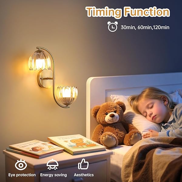 SHENMOYL BATTERY OPERATED WALL SCONCE, 2-LIGHTS VINATGE BRASS WALL LIGHTING UP AND DOWN WITH AMBER TULIP SHADE FOR LIVING ROOM, BEDROOM
