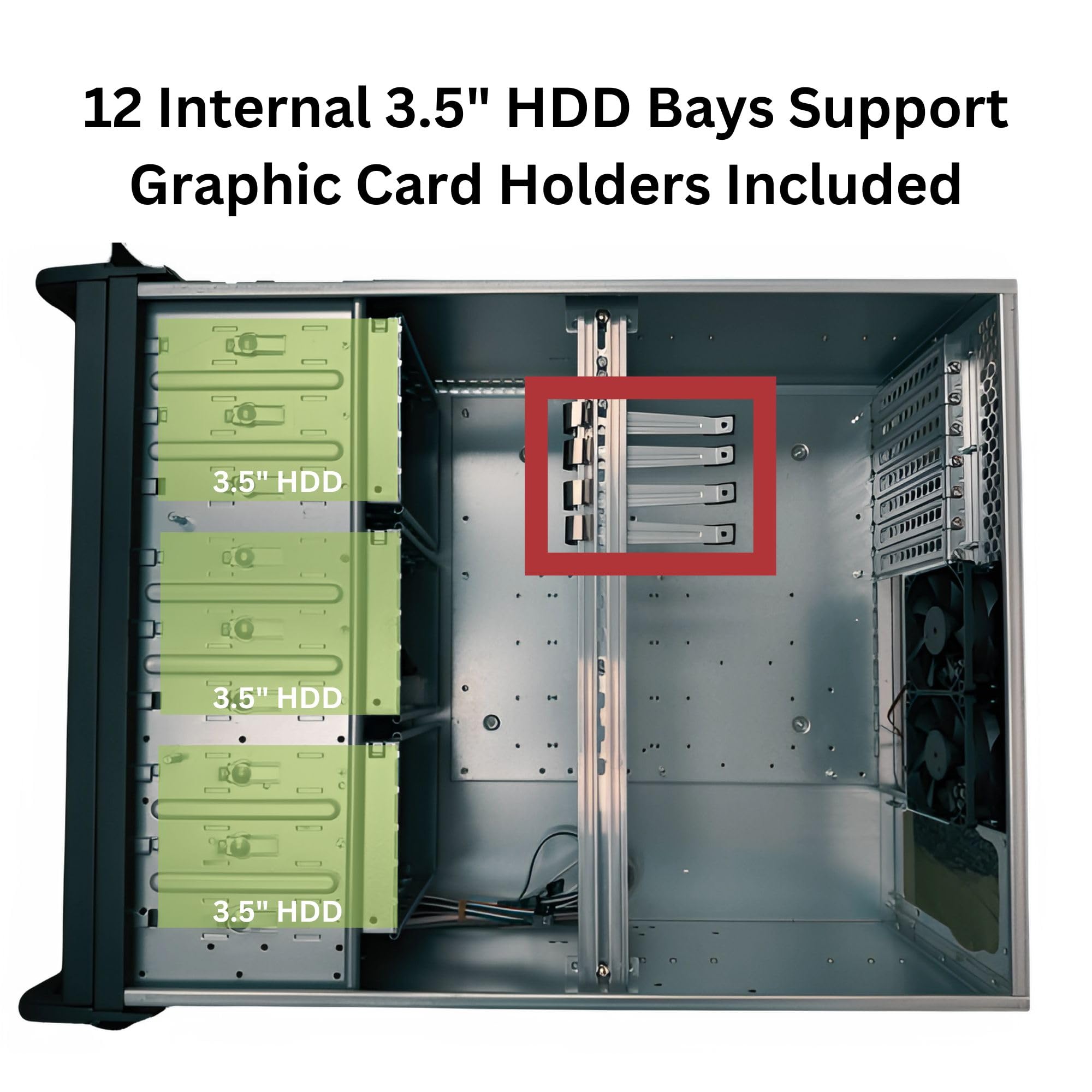 4U Server Chassis, Rackmount Server Case, 15x 3.5 HDD Bays, Support ATX/CEB Motherboard; Fans: Front 3X 120mm & Rear 2X 80mm; Front Panel Lock, Size: 16.8