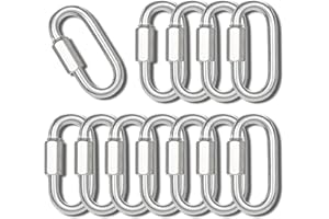 SEUNGCH 1.48" Chain Quick Links, 12Pcs 1/8" Heavy Duty Carabiner, 175 LBS Capacity, High Strength Anti-Rust Chain Connector for Hammock Hanging, Camping, and Hiking (Sliver)