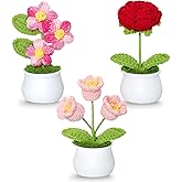 Weldomcor Crochet Flowers Cute Potted Plants Fake Knitted Flower Mini Flowers for Desk Office Car Dashboard Window Home Decor, Gift for Teachers Graduation Anniversary Birthday