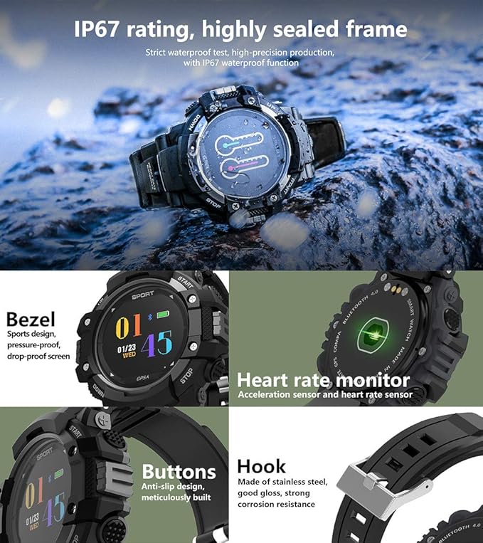 luckyruby NO.1 F7 Smart Watch Real-time Heart Rate Temperature Monitor GPS Call Alert Sports Outdoor