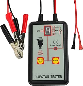 Automotive Fuel Injector Tester, 12V 4 Pulse Modes, Handheld Car Vehicle Fuel Pressure System Diagnostic Scan Testing Tool Gauge, Individual Test Stuck/Leaking/Burnt-out Problem