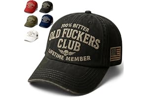 Old Fuckers Club-Vintage Baseball Cap, Hand-Embroidery Adjustable Wash Old Fuckers Club - 100% Bitter Lifetime Member Hat