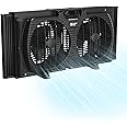 Comfort Zone Window Fan for Bedroom, 9 inch 3 Speed Dual Fans with Auto-Locking Expanders, Window Exhaust Fan, Removeable Bug Screen, Black