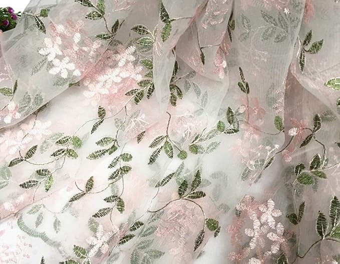 Amazon ウィスアイランド Wizisland 花 刺繍 布 幅 135cm 長さ 1 5ｍ ハギレ チュール ヴィンテージ レース 総刺繍 ピンク 衣装 カーテン 結婚式 オートクチュール パーティー手芸 ワンピースドレス 草花 布 生地 通販