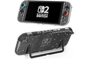 GLDRAM [Easy Docking Version] Clear Glitter Case for Nintendo Switch 2 (2025), Dockable Hard Shell PC Protective Cover Skin for Switch 2 Console & Detachable Joycon Grip