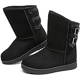 Moudki Womens Winter Boots Mid-calf Snow Boots Fashion Warm Boots for Women Cute Furry Slip On Boots