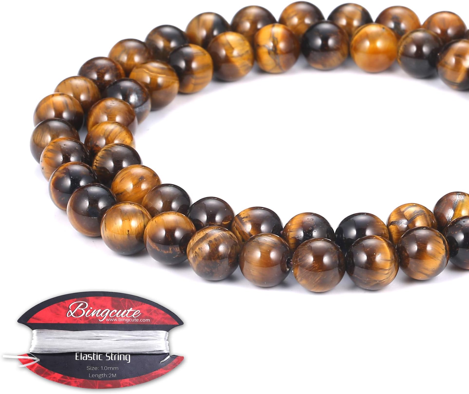 Bingcute 6mm Yellow Tiger Eye Gemstone Round Loose Beads for Jewelry Making- 15.5"One String (Yellow Tiger Eye, 6mm)