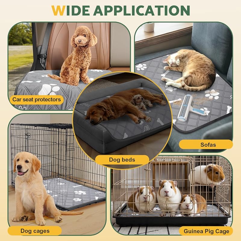 2 Pezzi 【60×50 cm】Tappetini Lavabili per Cani, Tappetino per Addestramento Riutilizzabile, Assorbente, Antiscivolo e A Prova di Perdite, Ideale per Gatti, Cani, Conigli e Porcellini d'India