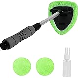 XINDELL Windshield Cleaner -Microfiber Car Window Cleaning Tool with Extendable Handle and Washable Reusable Cloth Pad Head A