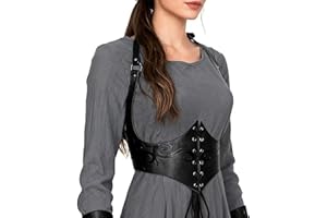 Joukavor Medieval Leather Corset Belt Renaissance Waist Cincher for Women Halloween