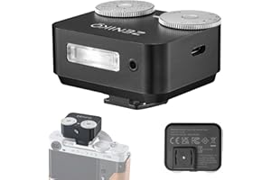 ZENIKO ZA-12 Dual Dial Retro Mini Flash - 2.5s Recycle, 7-Level Power, 400 Shots Single-Contact hotshoe Camera Flash for Fujifilm XM5/XT3, Sony A7M3, Ricoh GR3/4 Camera(Black)
