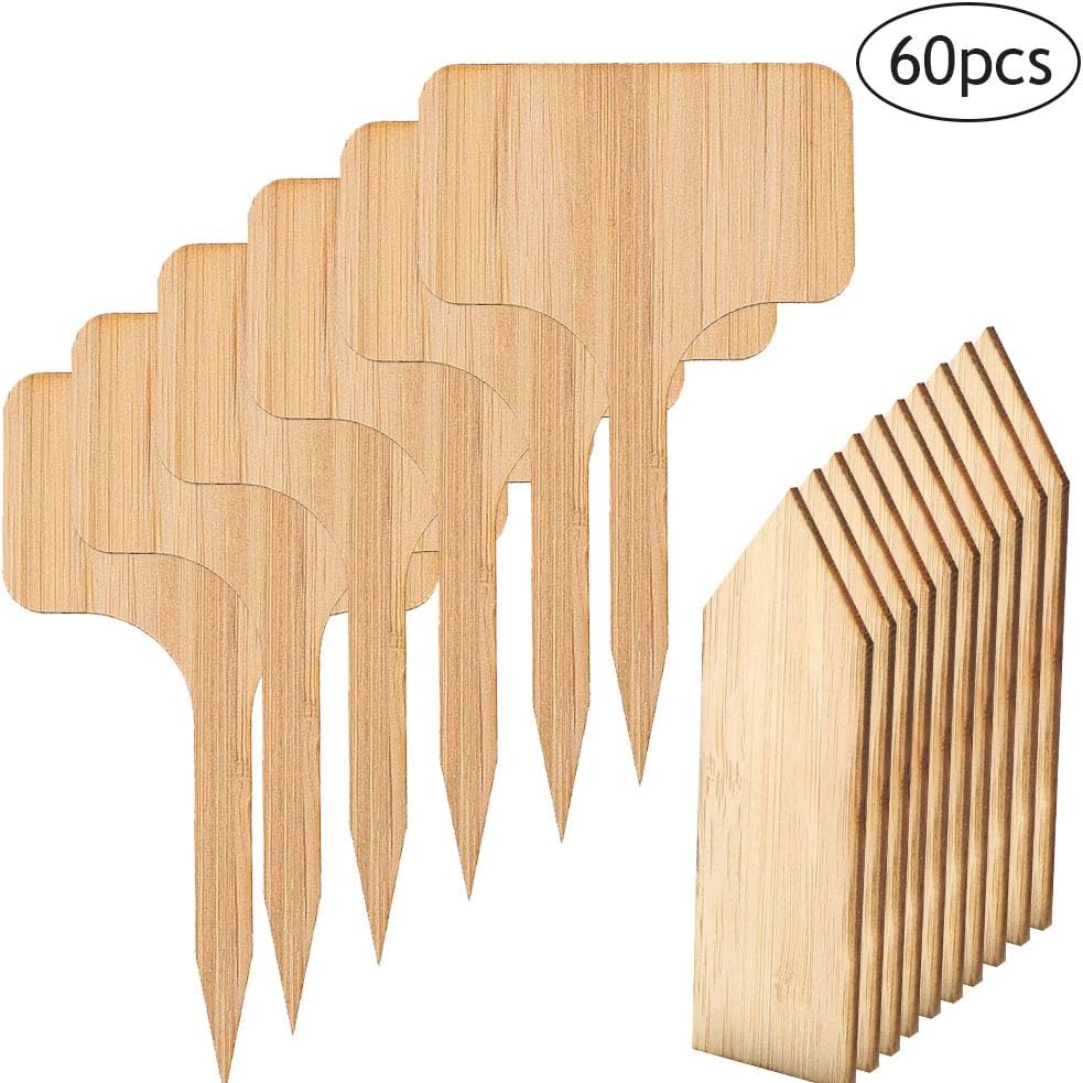 ANBET 60 Piezas Etiquetas de Plantas de bambú, 50 Piezas Etiquetas ...