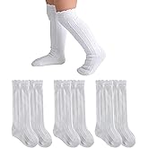GJHJNSTG Baby Knee High Socks Girls Newborn Toddlers Cotton Long Tube Ruffle Socks Infant Stockings Dress Sock 0-3T