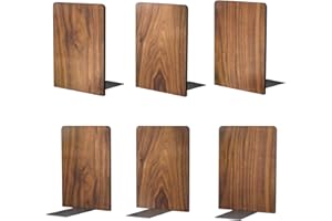 LUXDECOR Large Bookend Hold Heavy Books- 7x4x5in 3 Pack Wood Bookends for Heavy Books Heavy Duty Walnut Book Ends for Men Wood Bookends for Office Desk Non-Skid
