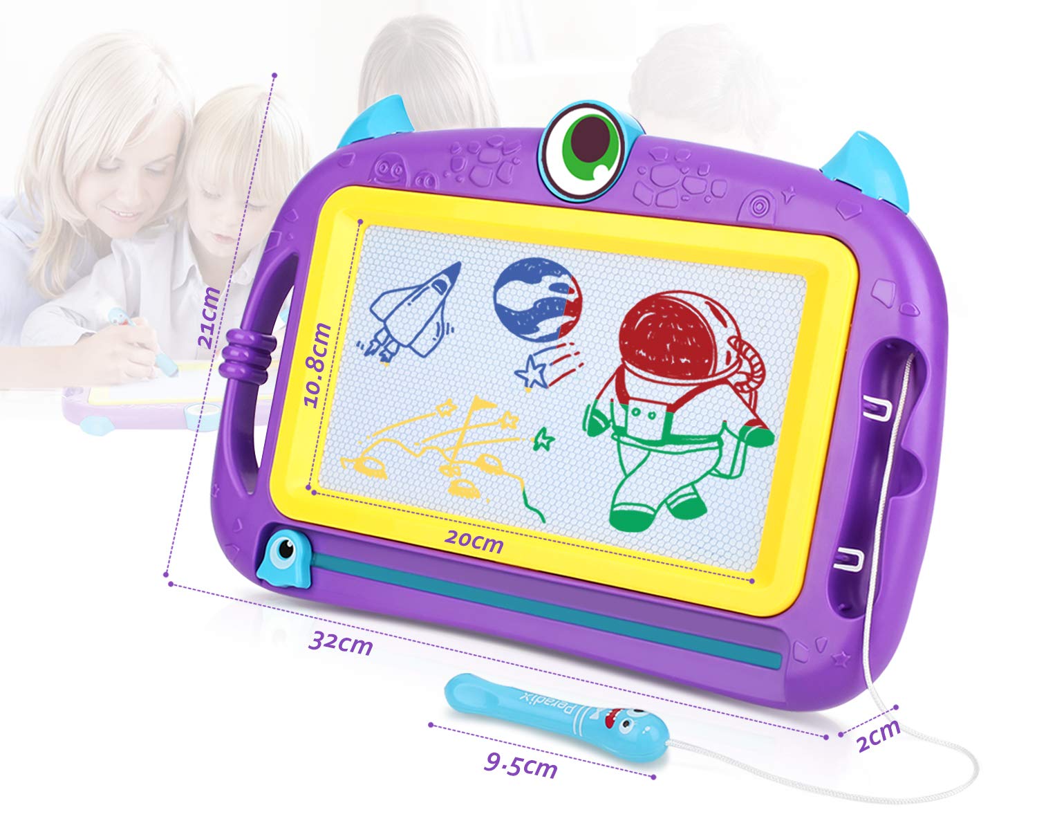 Peradix Magnetic Doodle Drawing Board - Erasable Scribble Board Colorful Writing Pad Learning toys for Kids Children Toddlers(Purple)