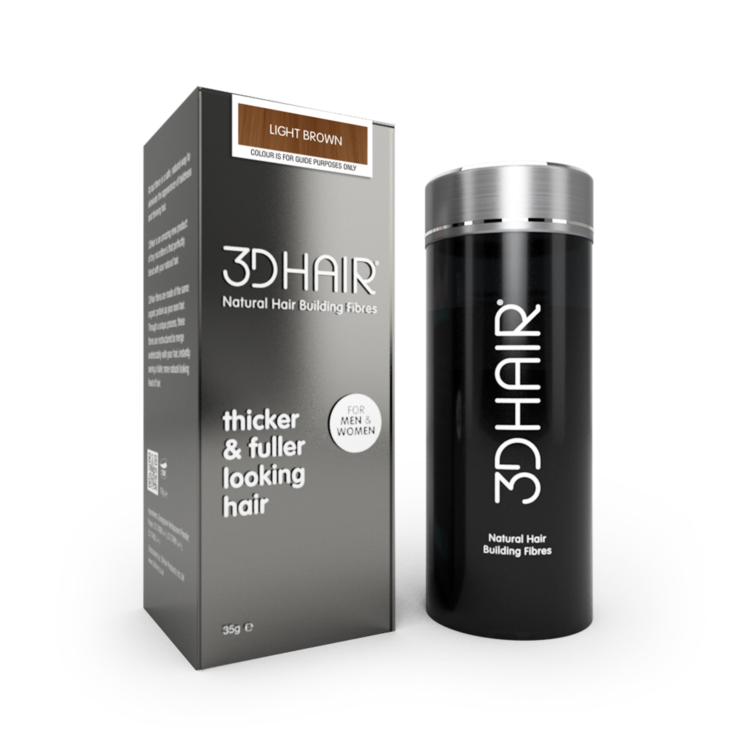 3D Hair Fibres | Hair Powder for Thinning Hair 35g Bottle | Makes Thin Hair Look Thicker in Seconds | Hair Loss Concealer For Women & Men (Light Brown)
