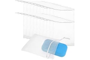 SORCRISTY 20 PCS Mesh Soap Bag, Bubble Mesh Pouch Exfoliating with Drawstring, Saver Bag Bubble Foam Net Soap Sack Saver Pouch for Body Shower Facial Cleaning (White)