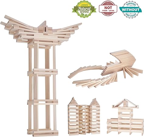 Amazon 子供用木製ブロックセット 3 4 5 6歳の男の子 女の子のための組み立ておもちゃ 297個の純天然木製板 好奇心 運動技能 創造性を学ぶ興奮 おもちゃ おもちゃ