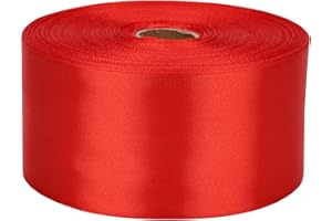Nsilu 2 inch Red Satin Ribbon 50 Yards Solid Fabric Ribbons Roll for Gift Wrapping, Satin Weddings,Flower Bouquet, Invitations,Sewing,Party Decorations, Holiday Decorating and More