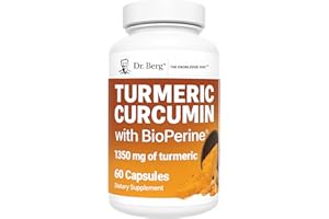 DR. BERG NUTRITIONALS Dr. Berg (Only 2 Per Day) Turmeric Supplement with Black Pepper (BioPerine) - 1350 mg Turmeric Curcumin Supplement with 95% Curcuminoids – Turmeric Curcumin with Black Pepper – 60 Turmeric Capsules