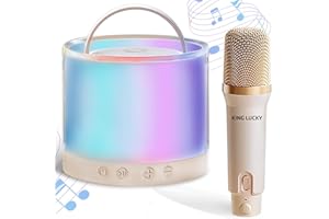 king lucky Mini Karaoke Machine for Kids, Small Bluetooth Speaker with Wireless Microphones for 4, 5, 6, 7, 8,9,10,11,13 Year Old Girl, Birthday, Children's Day (K36 with 1 Mic)