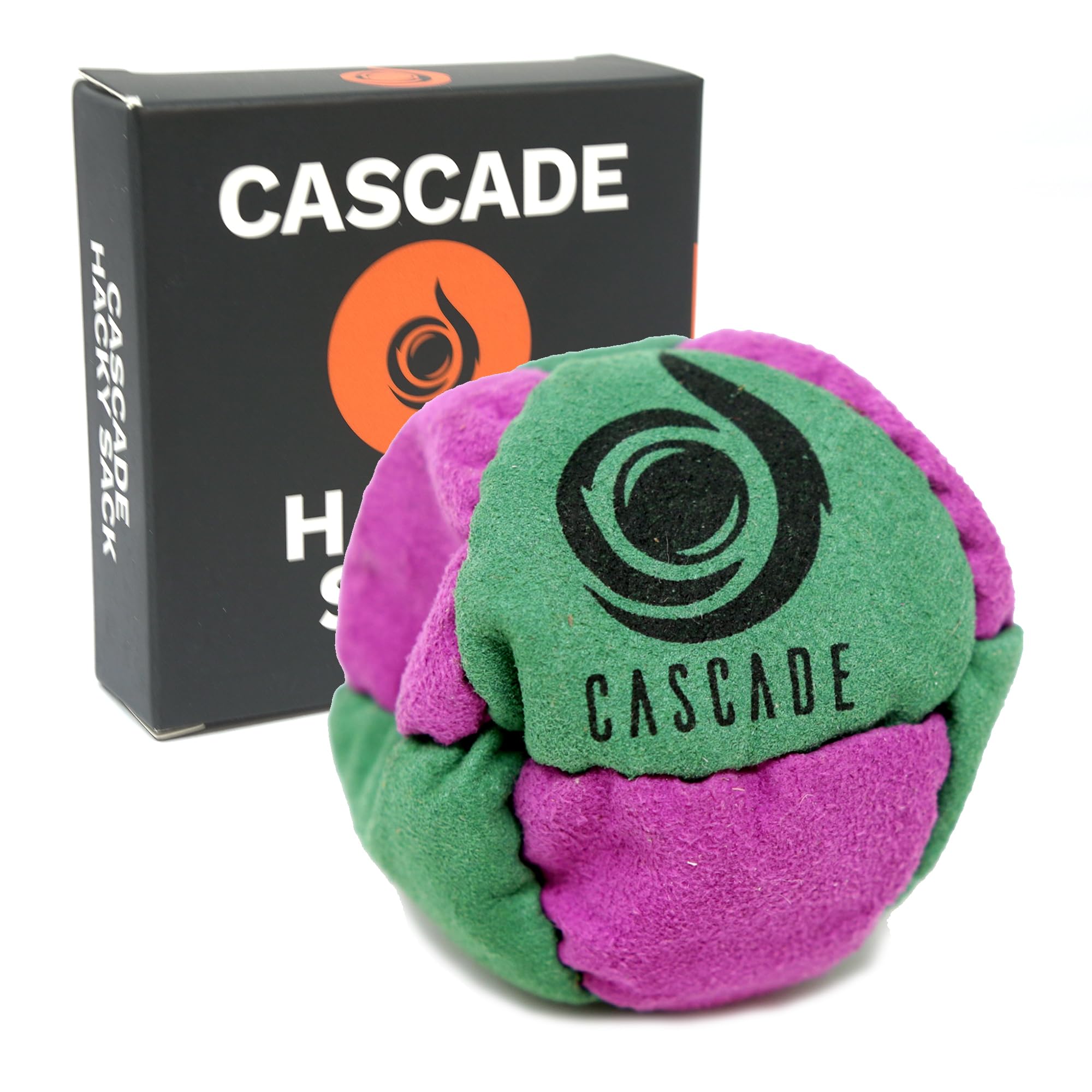 Cascade Pro 8 Panel Hacky Sack - Pro Freestyle Footbag - Trick Foot Bag (Green/Purple)