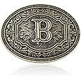 Fibbadet Belt Buckles Men Initial Letters A-Z Western Rodeo Cowboy Cowgirl Belt Buckle for Men Boys Halloween Birthday Party