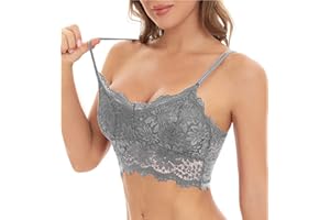 ABOUTYES Women Lace Bra Sexy Seamless Breathable Comfortable Bralettes Wireless Bralette Strappy Padded Bandeau Bra Crop Top