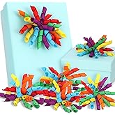 Wavwavw 12 Pcs Colorful 7.9 Inch Curly Bows Ribbon Self Adhesive Grosgrain Burst Bow Twist Tie for Gift Wrapping Presents Wine Bottle Treat Bags Birthday Holiday Party Favors