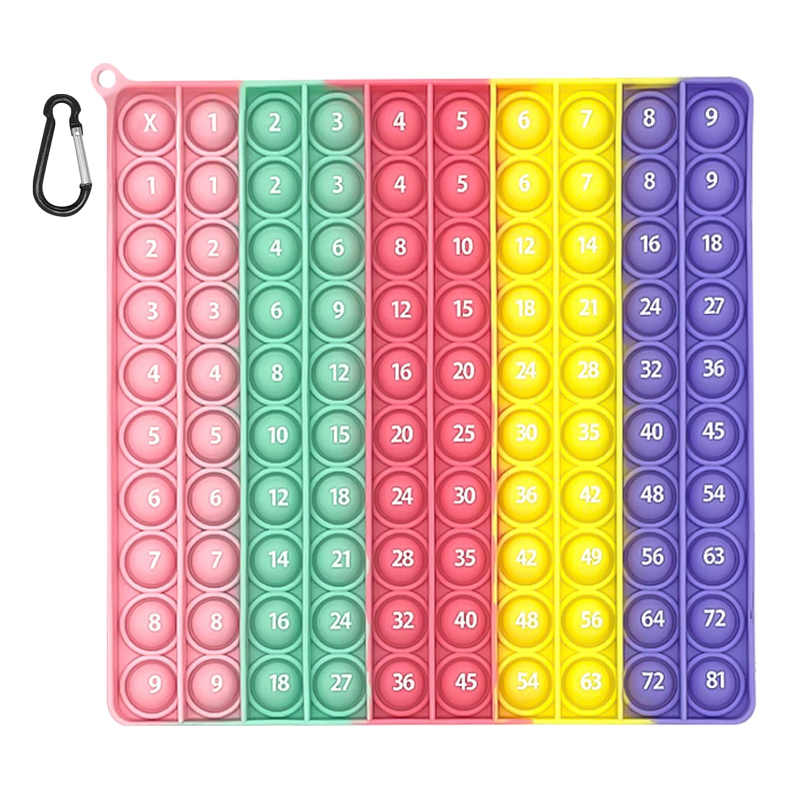 BOOWEN Pop It 10 x 10 cm Silicone Push Bubble Fidget Toy 20 cm Sensory Squeeze Toy Poppit Math Educational Game Suitable for School Adults and Children