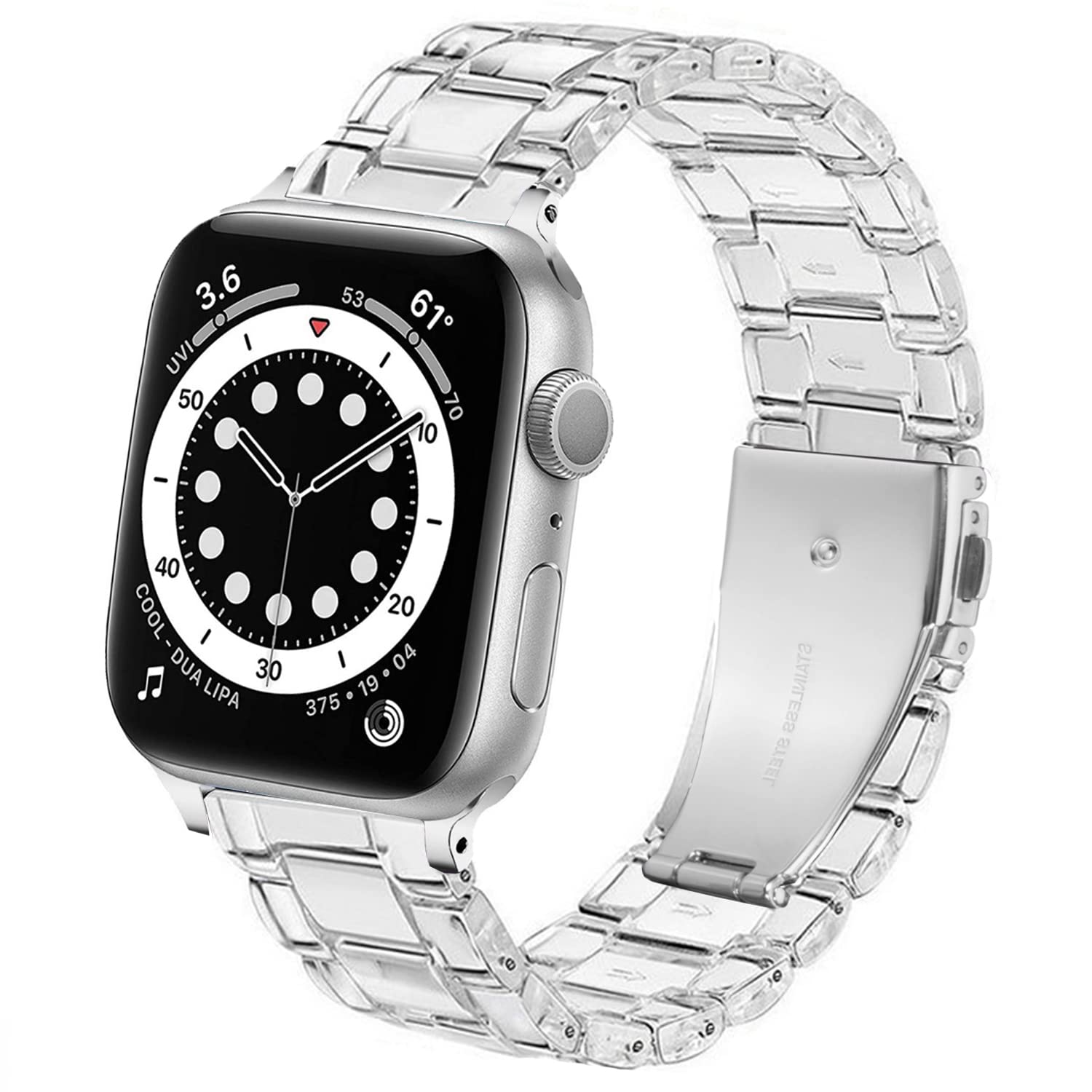 DEALELE Bands Compatible with Apple Watch 42mm 41mm 40mm 38mm, Colorful Resin Replacement Strap for iWatch Series 10/9 / 8/7 / SE / 6/5 / 4/3 Women Men, Transparent