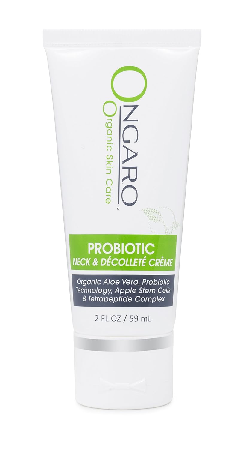 Ongaro Beauty Probiotic Neck & Décolleté Cream; Anti-Aging Neck Cream for Tightening & Lifting Sagging Skin with Apple Stem Cells, Peptides and Organic Aloe Vera | 2oz