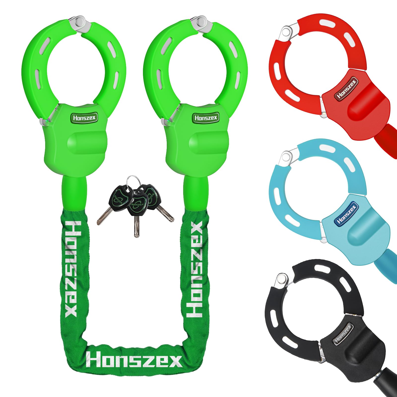 Honszex Scooter Lock, Bike Locks, 36.22inch Handcuff Lock High Security with Keys, Heavy Duty Locks Anti Theft, Accessories for E Scooter, Electric Bike, Bicycle, Motorbikes, Baby Stroller (Green)