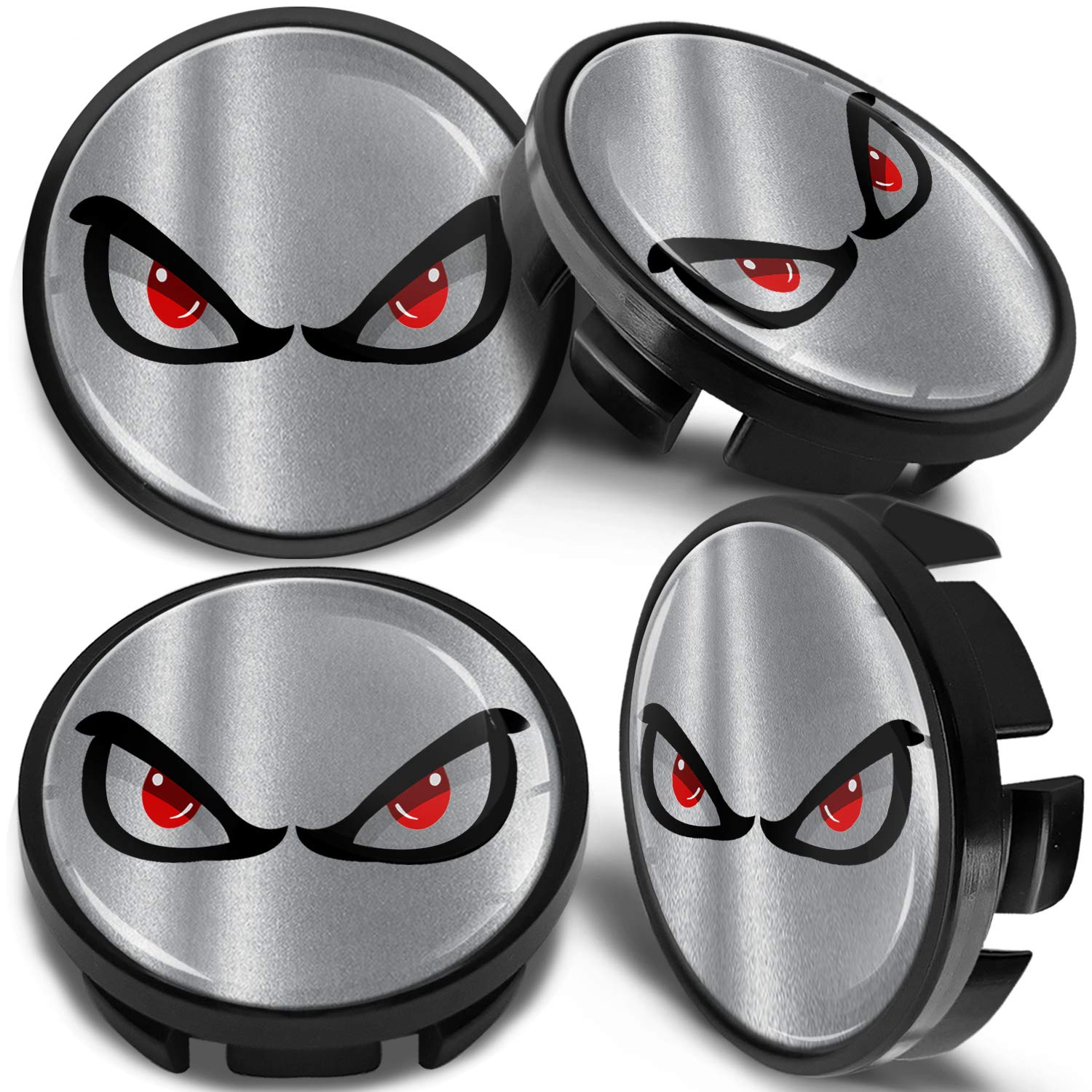 SkinoEu 4 x 65mm Wheel Centre Alloy Hub Center Caps Compatible with VW 3B7 601 171 / 6U7 601 171 Black Hubcaps CV 8