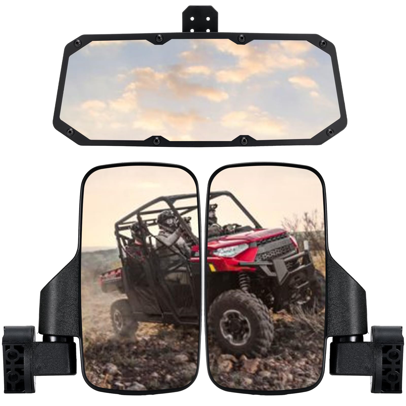 Photo 1 of OFIG UTV Ranger Side Mirrors and UTV Center Mirror Set Compatible With 2015-2025 Polaris Ranger 500 570 900 1000 XP with Pro-Fit Profiled Tube