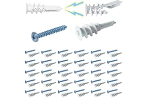 Ansoon Plastic Self Drilling Drywall Anchor with Screws Kit - 30 Nylon Dry Wall Anchor and 30 #8 x 1-1/4'' Screws - 60 Pieces